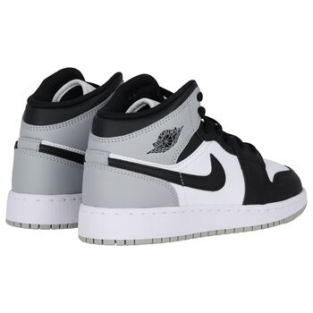 Black, Grey & White Air Jordan 1 Mid Trainers