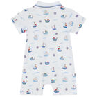 Baby Boys White Boats At Sea Polo Romper, 1, hi-res