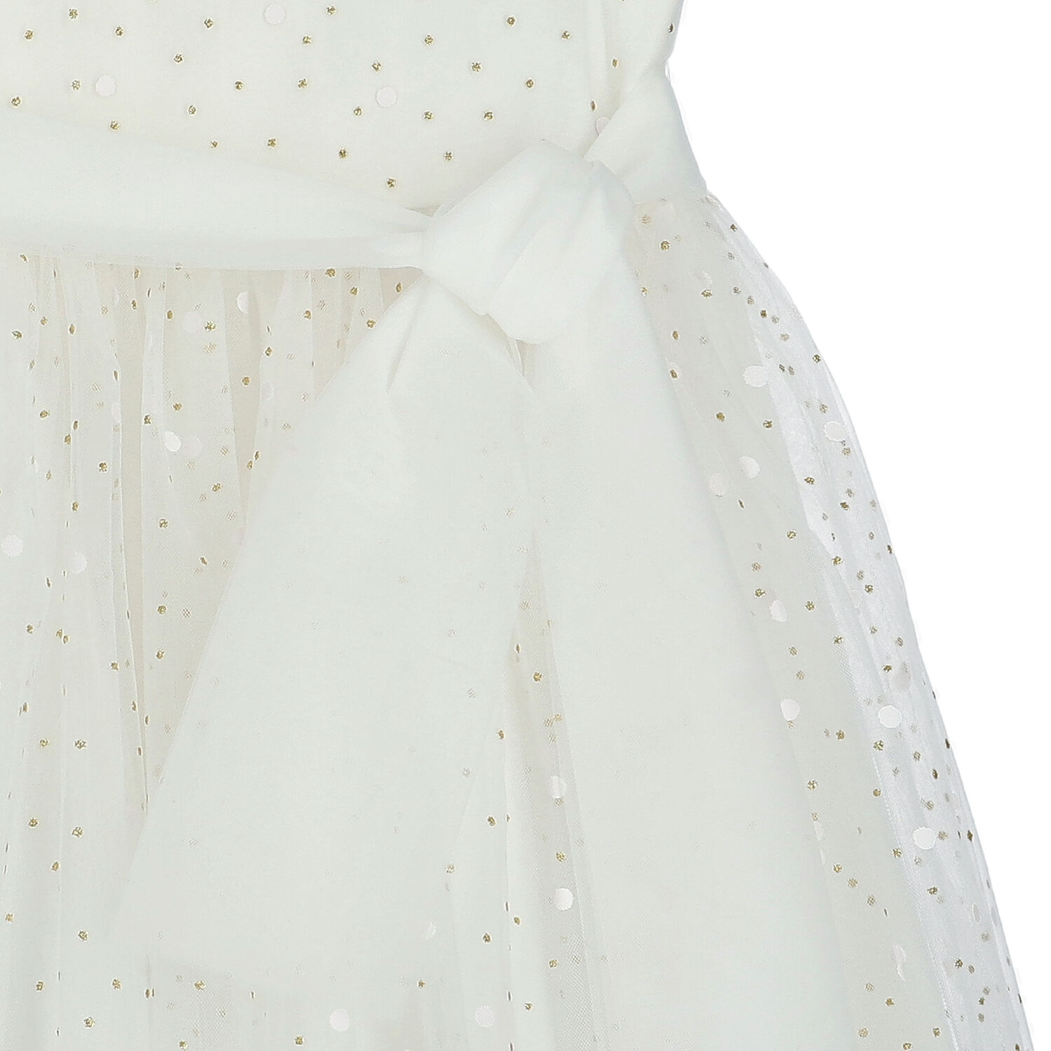 Girls Ivory & Gold Tulle Dress, 1, hi-res image number null