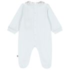 Baby Boys Blue & White Teddy Bear Logo Babygrow, 2, hi-res