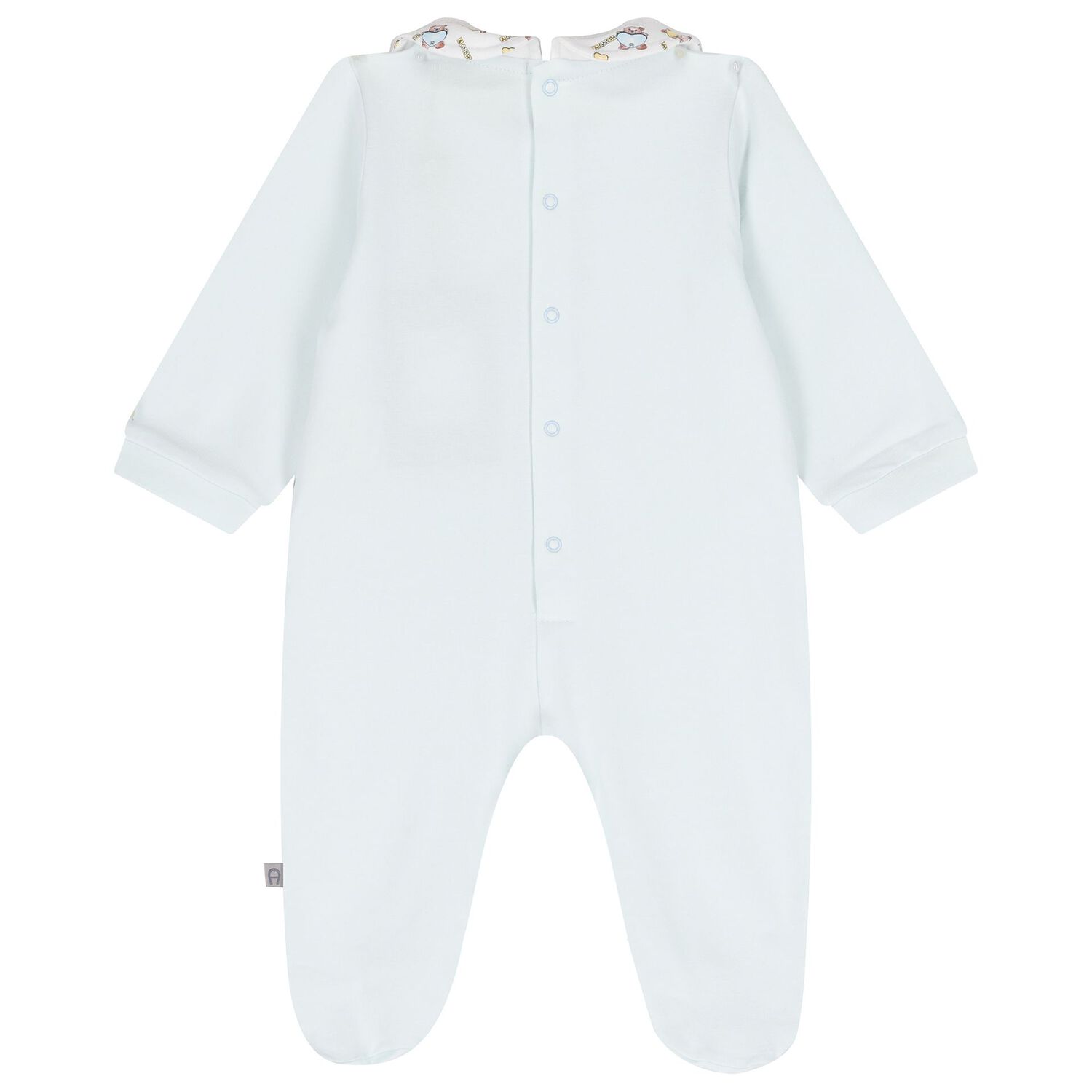 Baby Boys Blue & White Teddy Bear Logo Babygrow, 2, hi-res