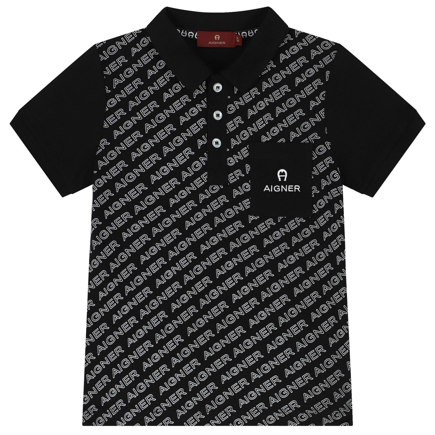 Boys Black Logo Polo Shirt, 2, hi-res
