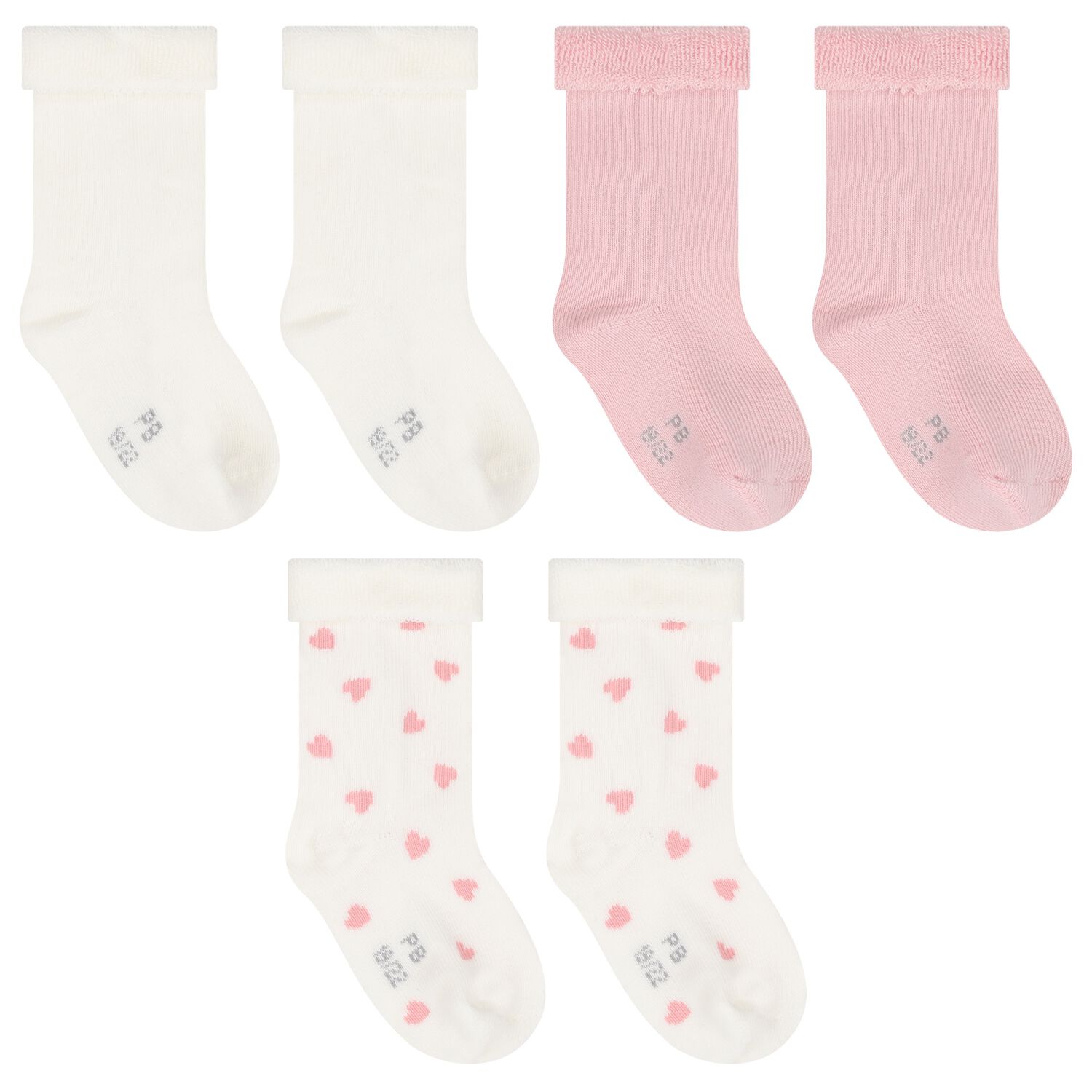 Baby Girls Ivory & Pink Socks ( 3-Pack ), 1, hi-res