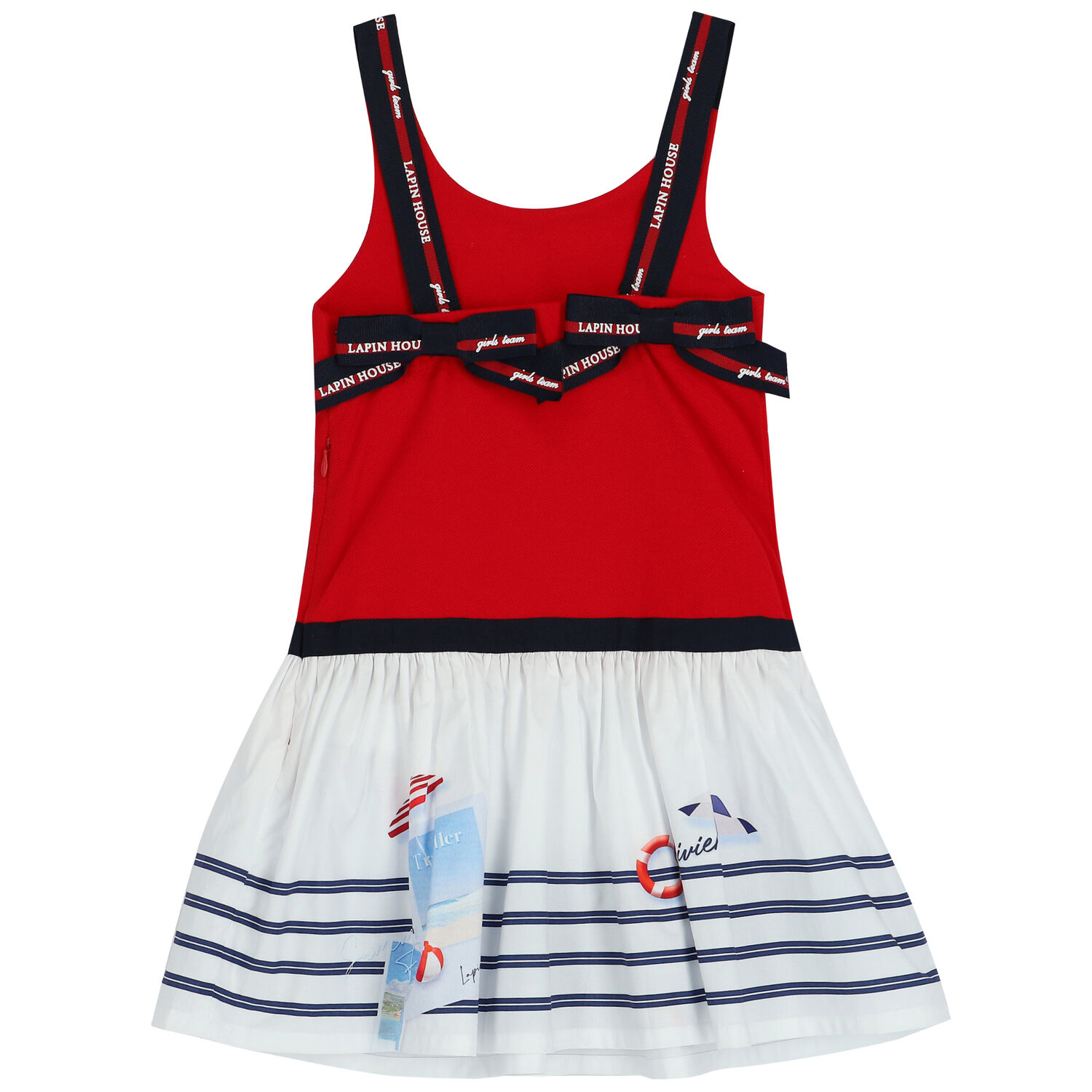 Girls Red & White Logo Dress, 1, hi-res