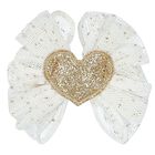 Younger Girls White & Gold Heart Hairclip, 2, hi-res