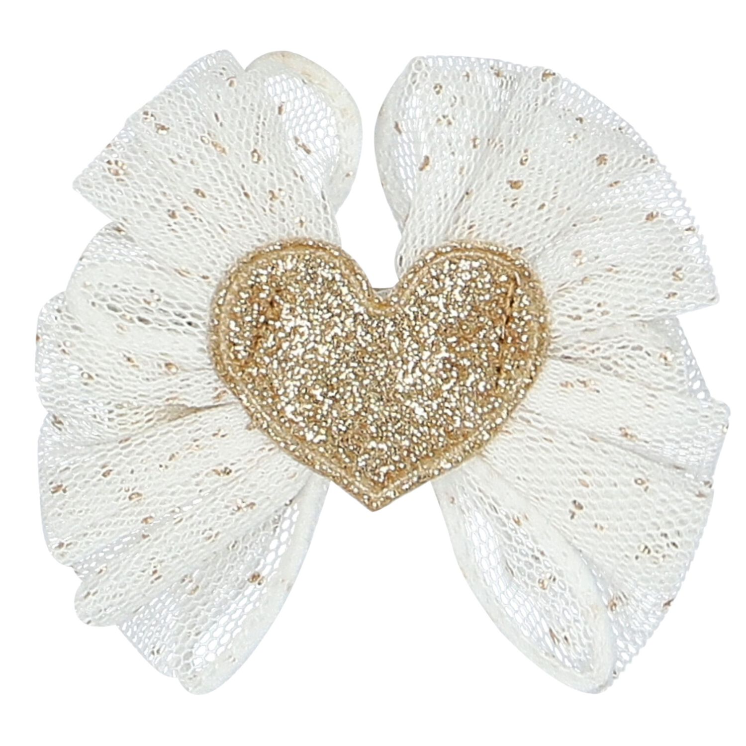 Younger Girls White & Gold Heart Hairclip, 2, hi-res image number null