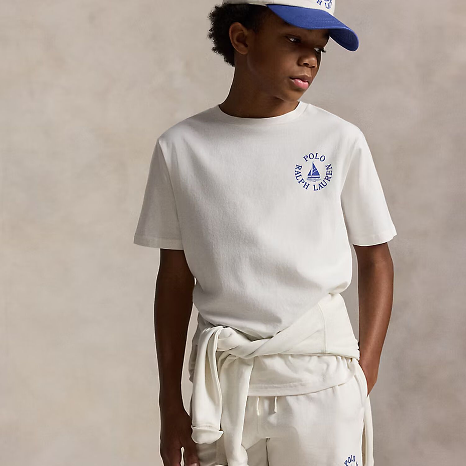 Boys White & Blue Logo Cap, 1, hi-res