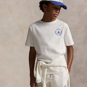 Boys White & Blue Logo Cap