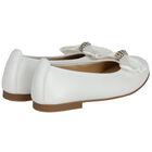 Girls White Embellished Bow Ballerina Shoes, 1, hi-res
