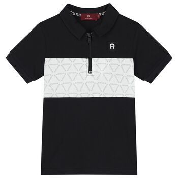 Boys Black Logo Polo Shirt