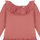 Younger Girls Pink Ruffled Long Sleeve Dress, 1, hi-res