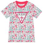 Girls Green & Pink Floral Logo T-Shirt, 4, hi-res
