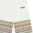 Boys White Logo Zig Zag Shorts, 1, hi-res