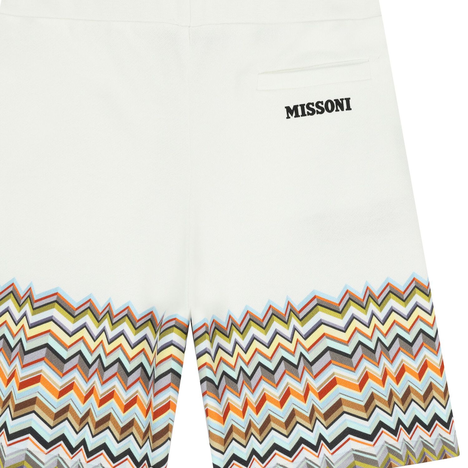 Boys White Logo Zig Zag Shorts, 1, hi-res