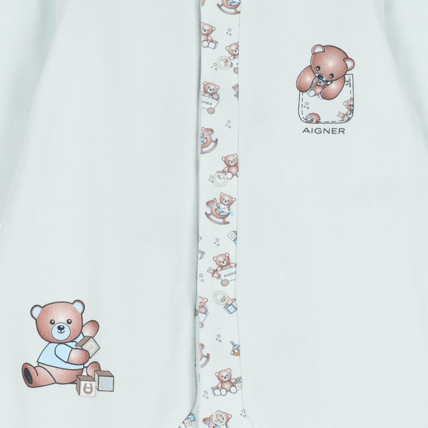Baby Boys Blue Teddy Bear Babygrow, 2, hi-res