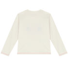 Girls Ivory Sequin Logo Long Sleeve Top, 1, hi-res
