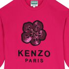 Girls Pink Logo Flower Sweatshirt Dress, 1, hi-res