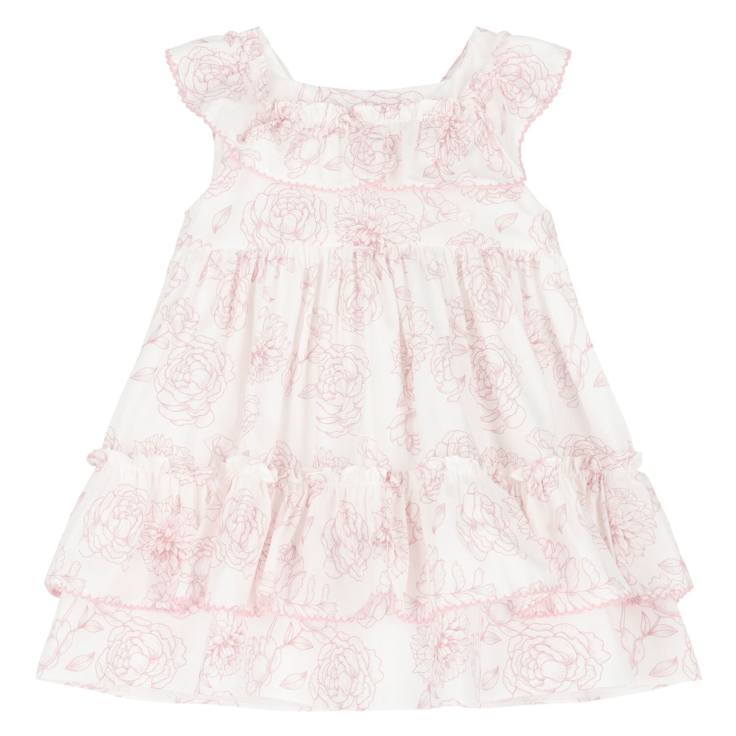 Girls White & Pink Floral Dress, 1, hi-res