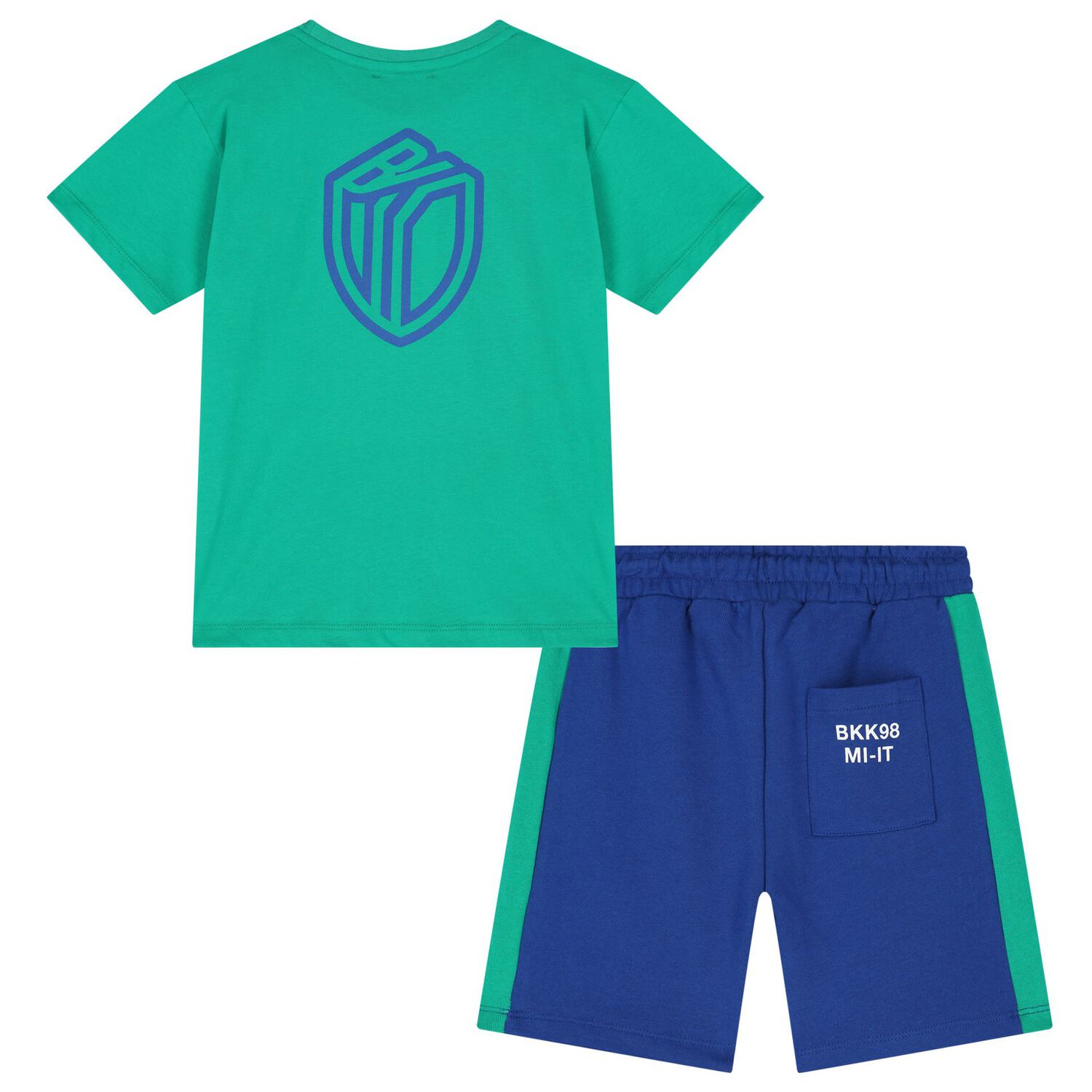 Boys Green & Blue Logo Shorts Set, 1, hi-res image number null