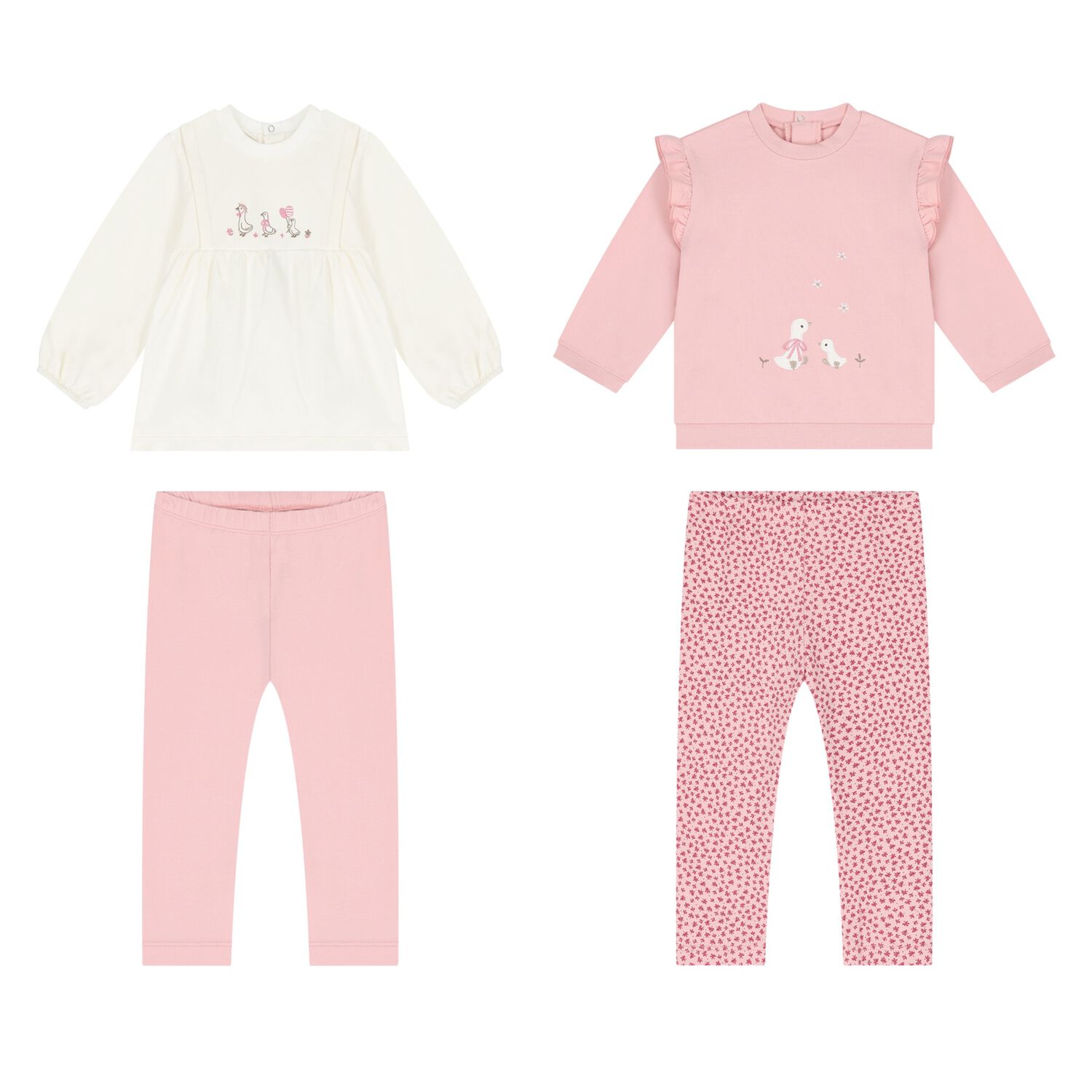 Baby Girls Ivory & Pink Legging Sets ( 2 Pack ), 1, hi-res image number null