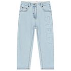 Girls Blue Logo Denim Jeans , 1, hi-res
