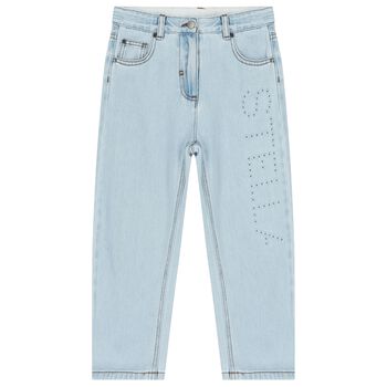 Girls Blue Logo Denim Jeans 
