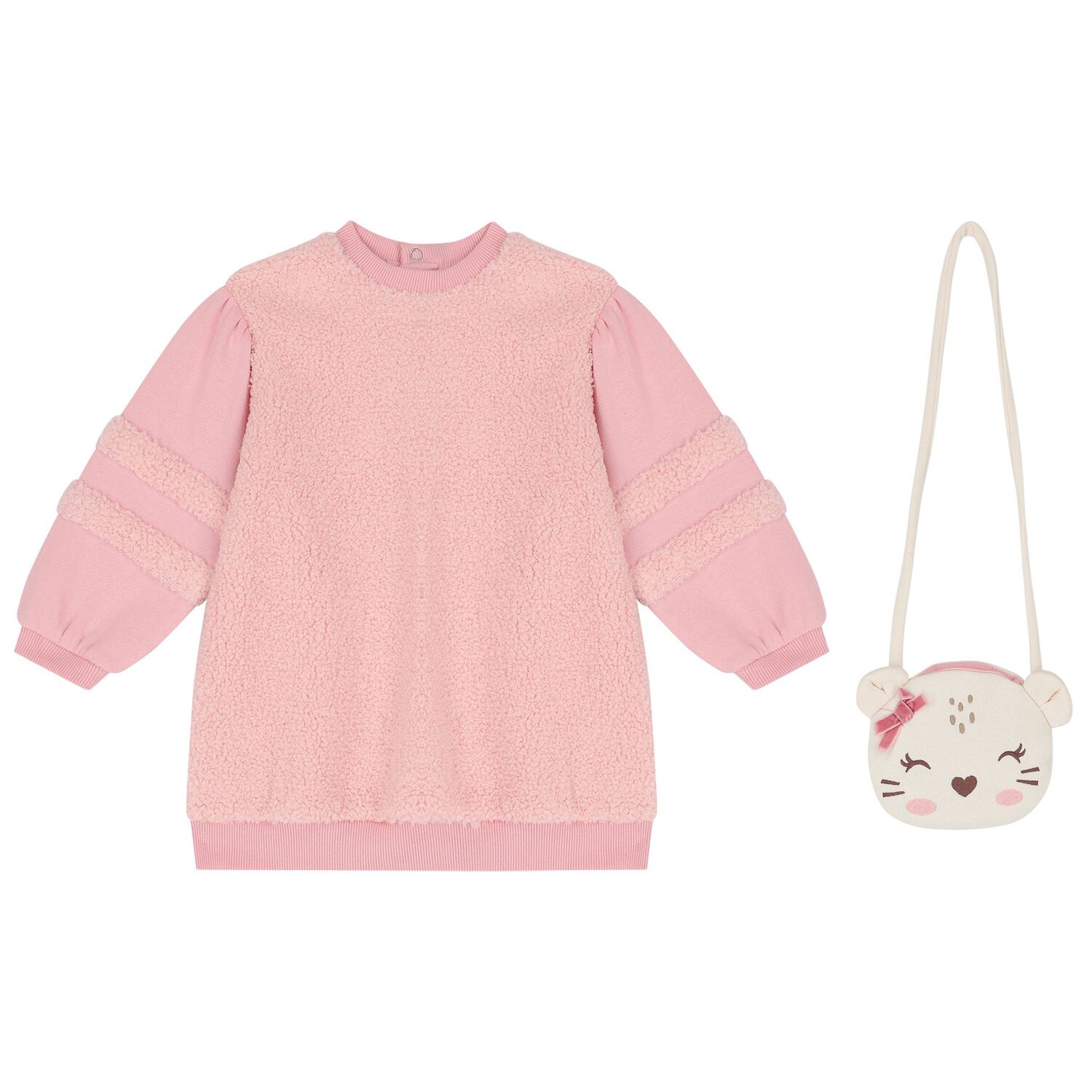 Younger Girls Pink Dress & Bag Set, 2, hi-res