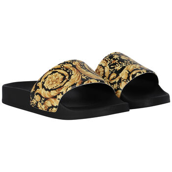 Gold & Black Barocco Sliders