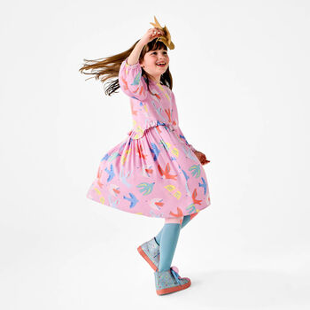 Girls Pink & Blue Heart Tights