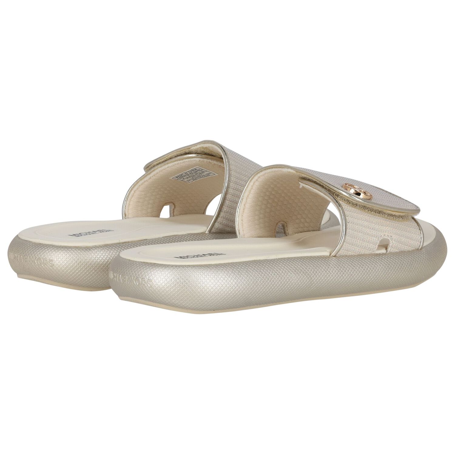Girls Ivory & Gold Logo Sliders, 1, hi-res image number null