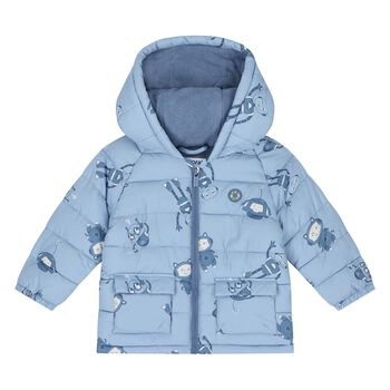 Younger Boys Blue Robot Puffer Jacket