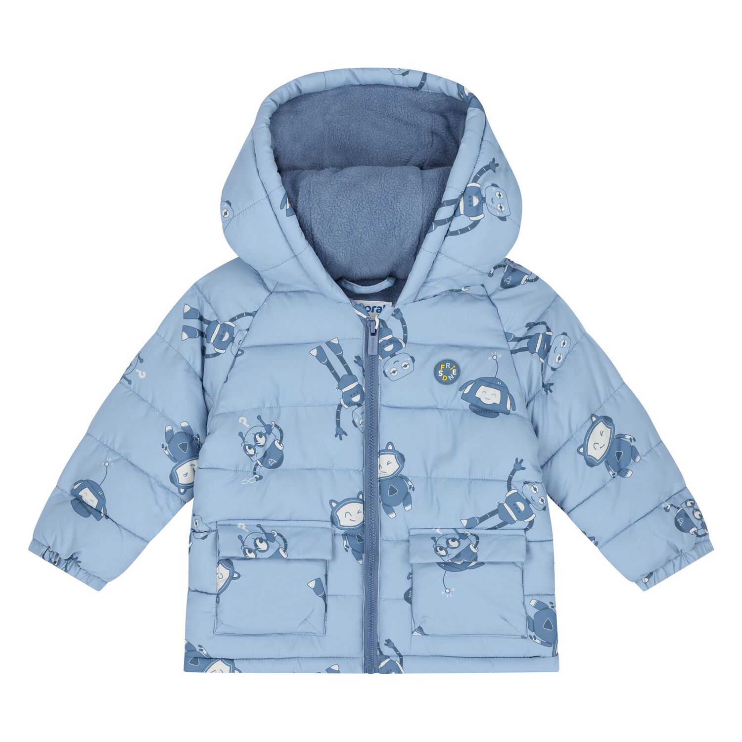 Younger Boys Blue Robot Puffer Jacket, 1, hi-res image number null