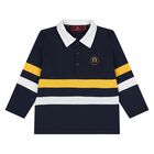Younger Boys Navy Blue Logo Polo Shirt, 1, hi-res