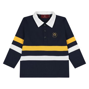 Younger Boys Navy Blue Logo Polo Shirt