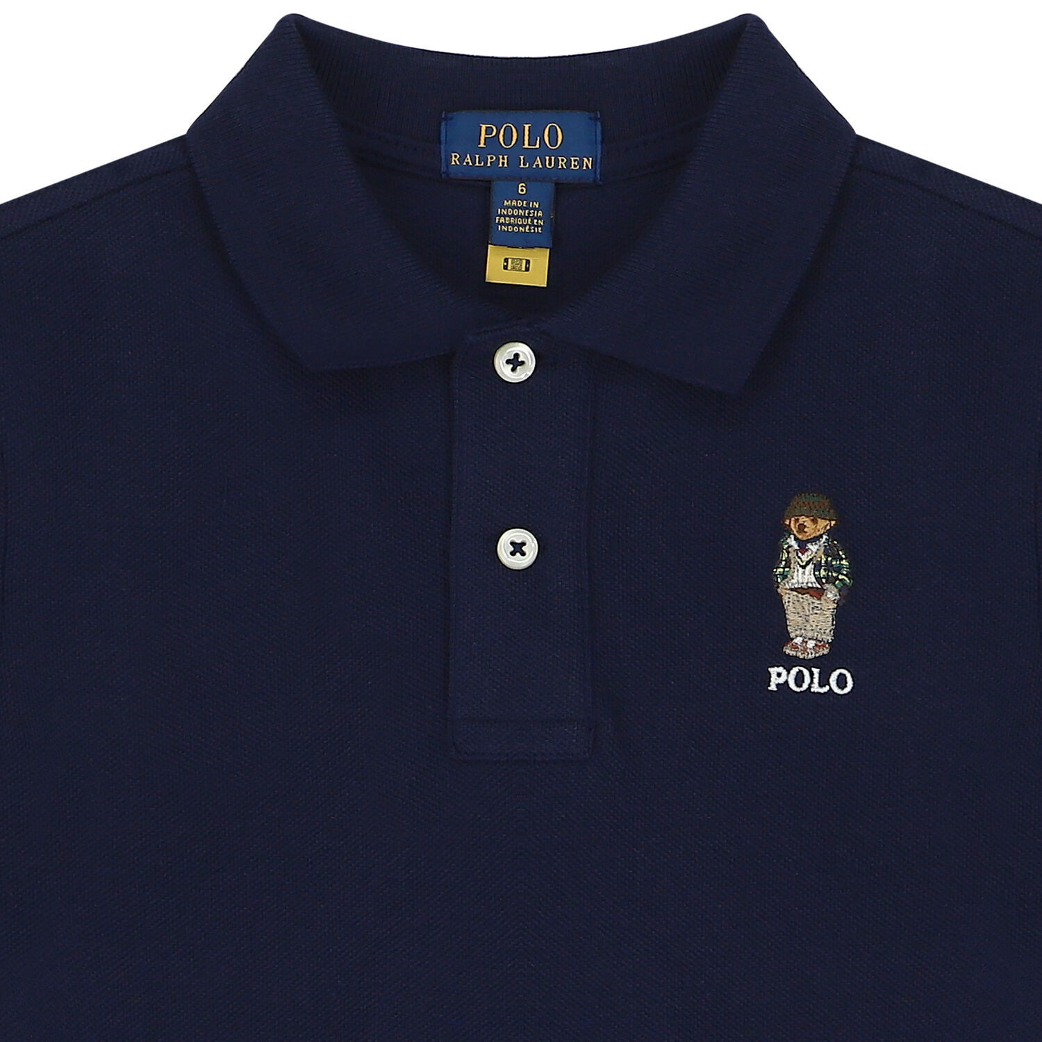 Boys Navy Blue Polo Bear Polo Shirt, 1, hi-res