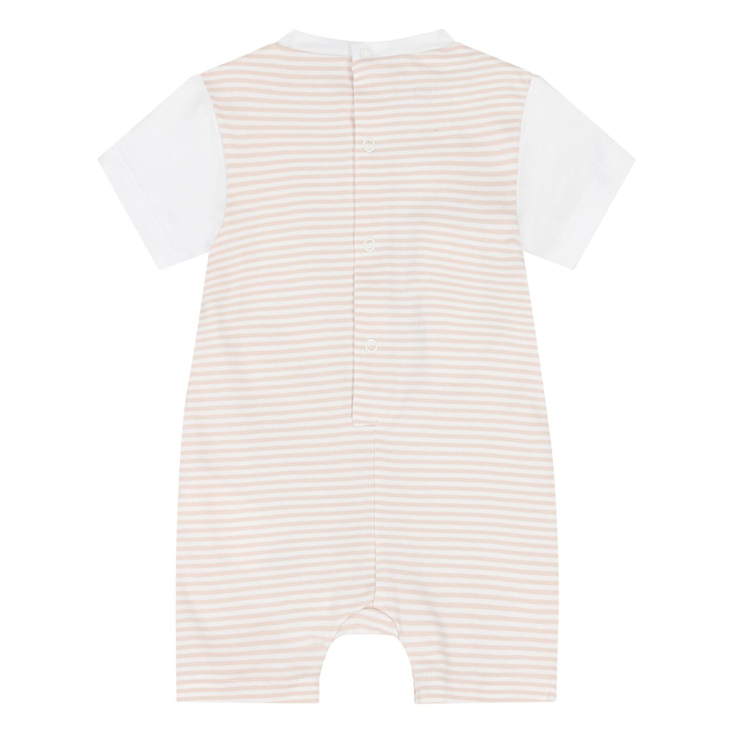White & Beige Striped Baby Romper, 1, hi-res image number null