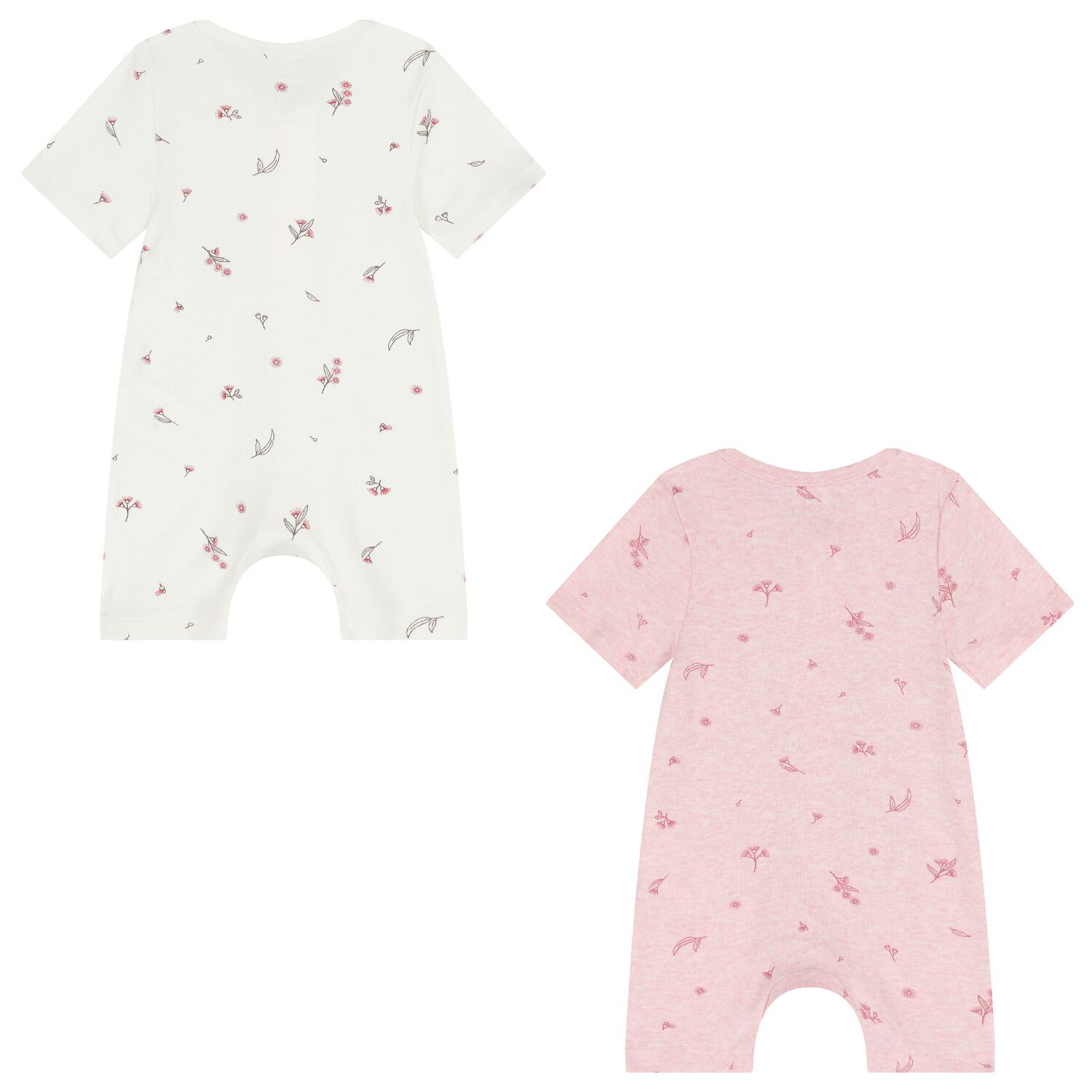 Baby Girls White & Pink Rompers ( 2 Pack ), 1, hi-res