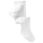 Baby Girls White Ruffle Tights, 2, hi-res