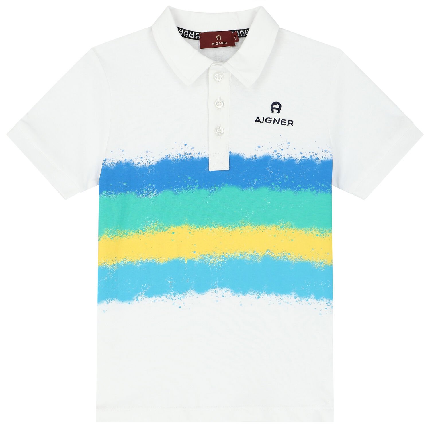 Boys White Spray Paint Polo Shirt, 1, hi-res