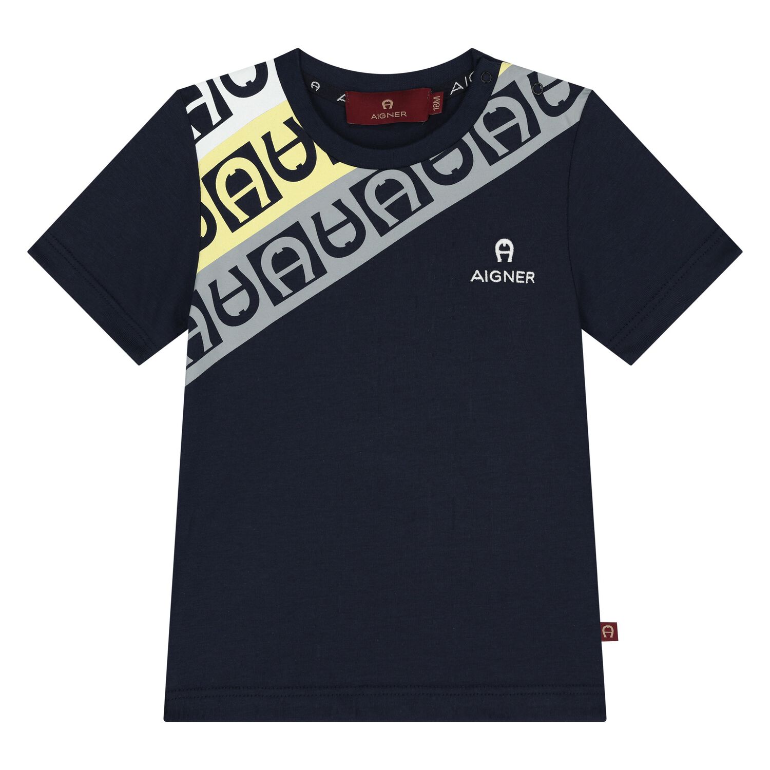Younger Boys Navy Blue Logo T-Shirt, 2, hi-res