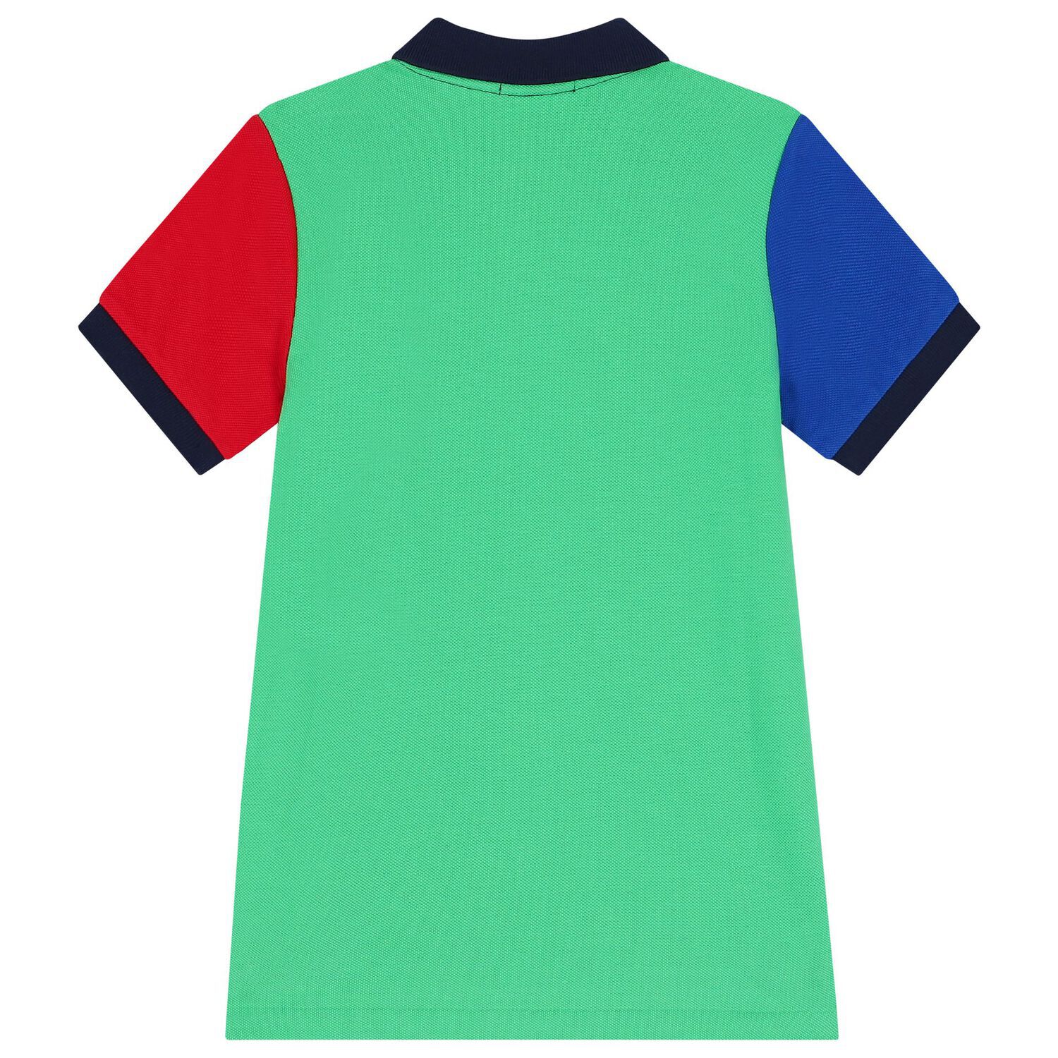 Boys Navy Blue & Green Logo Polo Shirt, 1, hi-res