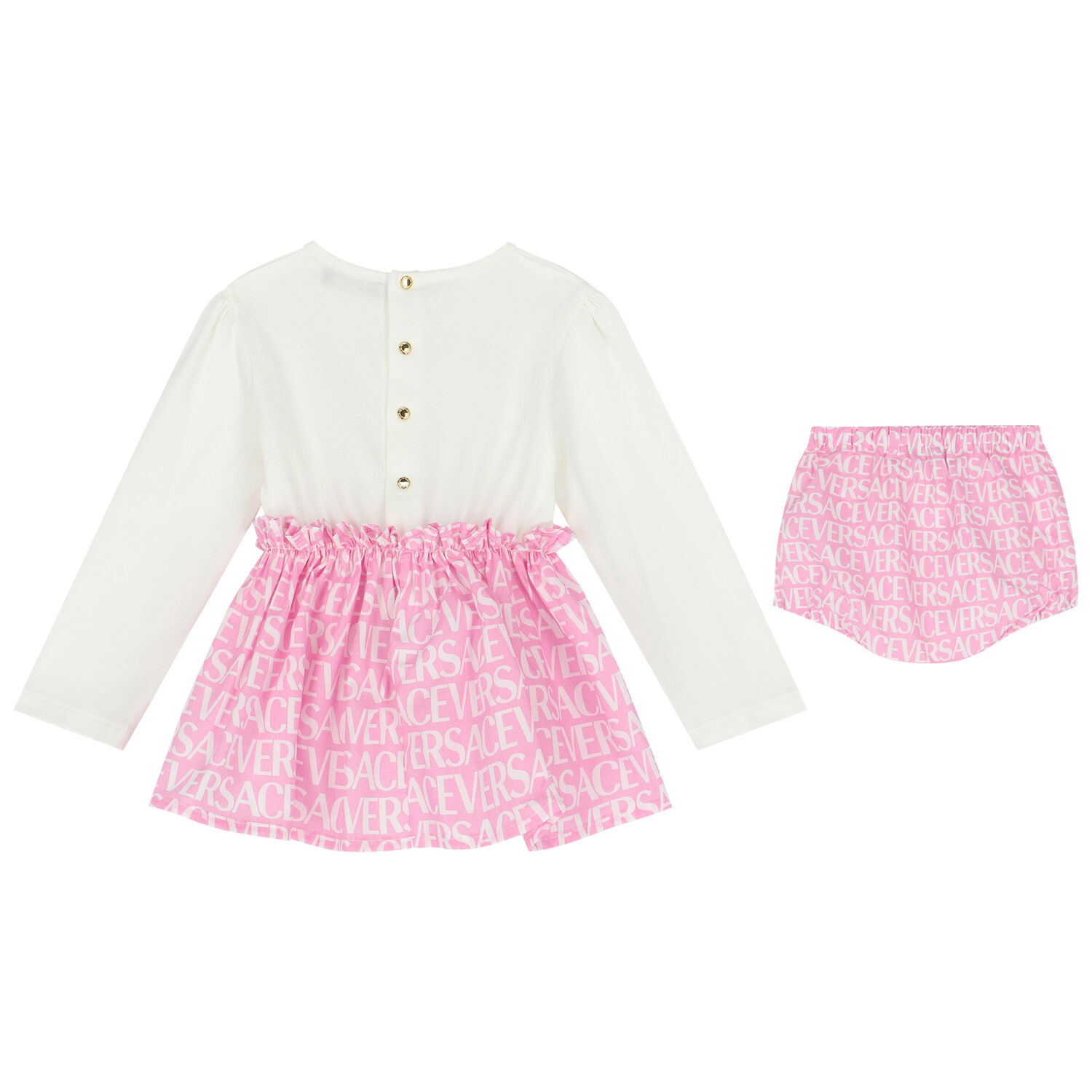 Baby Girls Ivory & Pink Logo Dress Set, 1, hi-res