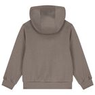Girls Beige Logo Hooded Top, 1, hi-res