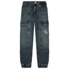 Boys Blue Logo Jeans, 1, hi-res