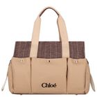 Beige Houndstooth Check Baby Changing Bag ( 41cm ), 1, hi-res