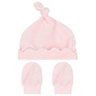 Baby Girls Pink Hat & Mitten Set, 1, hi-res