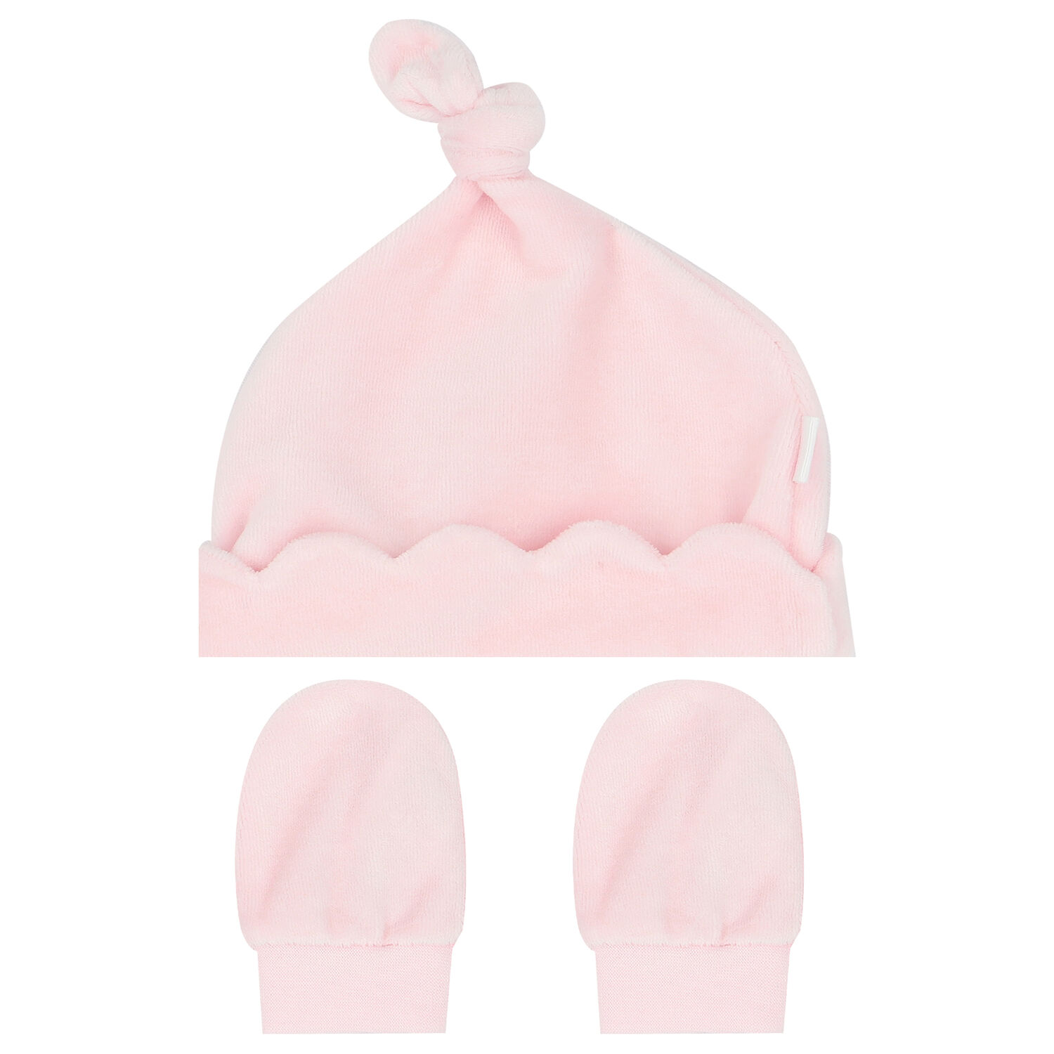 Baby Girls Pink Hat & Mitten Set, 1, hi-res