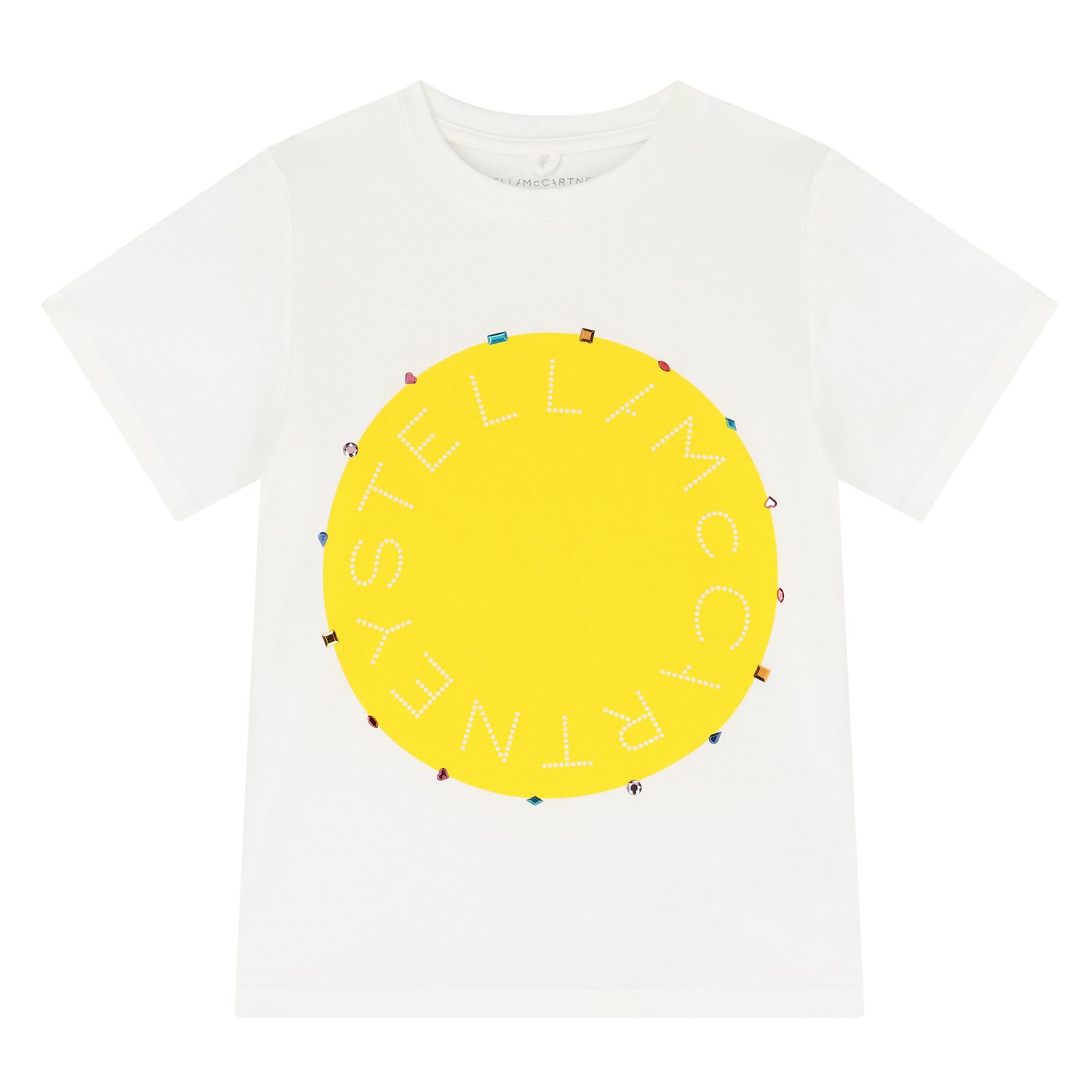 Girls Ivory & Yellow Jewelled T-Shirt, 1, hi-res