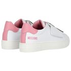 Girls White & Pink Teddy Bear Logo Trainers, 2, hi-res