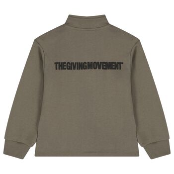 Beige Logo Zip Up Top